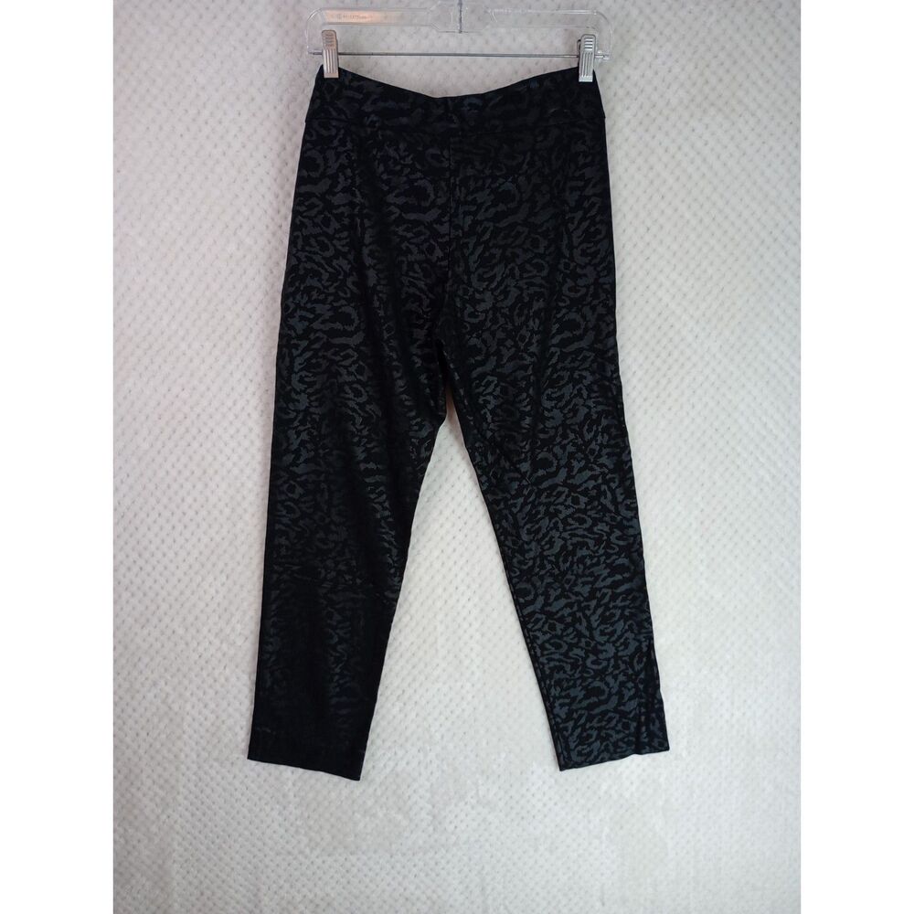 Krazy Larry Women's 6 Black Leopard Stretch High Rise Ankle Leggings